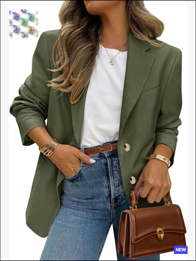 Business Casual Blazer Long Sleeve Lapel Open Front Suit Jacket With Pockets
